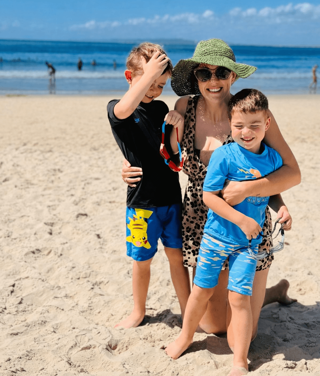 Becky, dyslexia tutor at Confident Brains, with her children on the Sunshine Coast