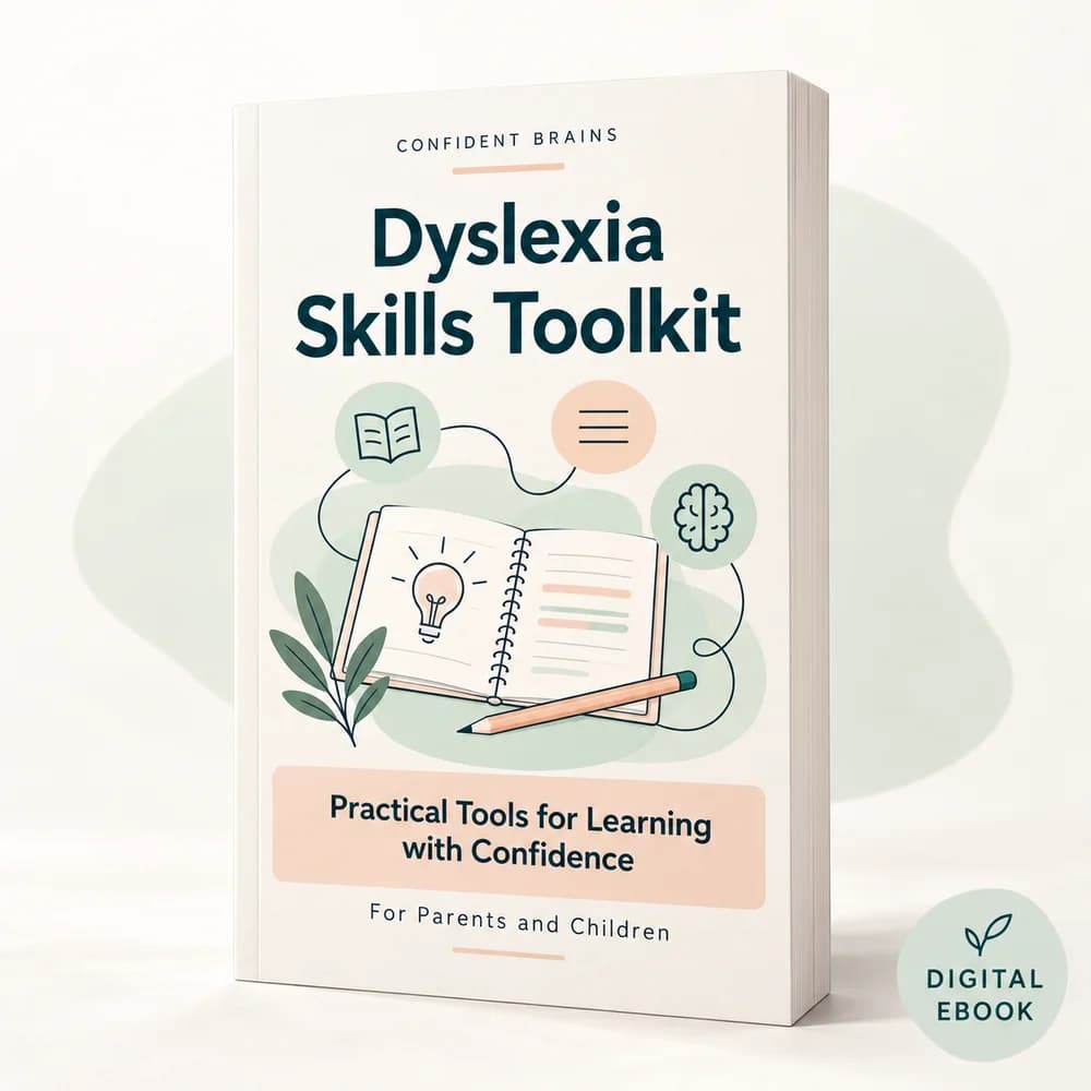 Cover mockup of the Dyslexia Skills Toolkit ebook by Confident Brains